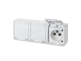 HERMES Gniazdo potrójne z uziemieniem n/t IP44 białe 0323-02 ELEKTRO-PLAST NASIELSK