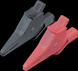 L4935 Crocodile clips, red/black, 4 mm
