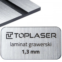 Laminat grawerski 1,3mm szczotkowane srebro/czarny 854 formatka 600x300mm 60x30cm do obróbki laserowej