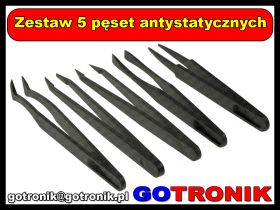 Zestaw 5szt. pęset antystatycznych