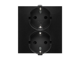 SIMON 54 Gniazdo z uziemieniem schuko czarny z przesłonami podwójne DGSz2Z/49 KONTAKT SIMON