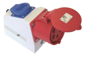 Gniazdo stałe KOMBI 32A 4P 400V + 2P+Z 230V /z okablowaniem/ IP44 9224-6f.