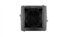 Deco Gniazdo Bryzgoszczelne Z/U Schuko (Klapka Dymna) Grafitowy 11Dgpb-1Sdp