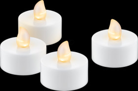 77752 LED tea lights, white with timer, set of 4, warm white