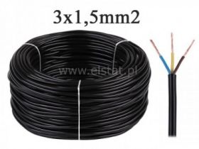 OMY kabel energetyczny 3x1,5mm2 300V czarny