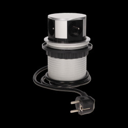 Gniazdo meblowe 4 x 2P+Z wysuwane z blatu z przewodem 1.5M SREBRNY OR-AE-1341