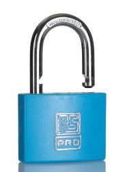 Kłódka średnica szekli: 6mm RS PRO z kluczem W budynkach, na zewnątrz aluminiowo-stalowa Niebieski