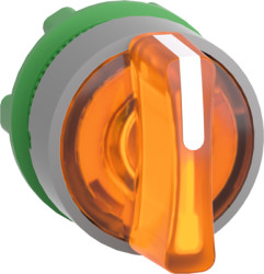 Toggle switch, 3 positions, illuminable, latching, waistband round, orange, front ring gray, 45°, mounting Ø 22 mm, ZB5AK1353C0