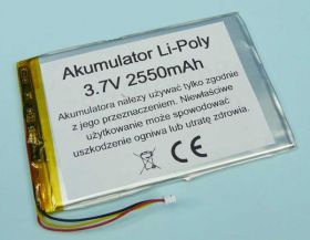 2550mAh 3,7V Li-PO 3-PIN 101x70x3mm