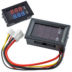Woltomierz, amperomierz panelowy LED, 0-100V 0-10A DC