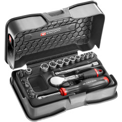 Zestaw nasadek rozmiar napędu 1/4 cala elementy: 21 Facom typ napędu Kwadratowy gniazdo (1/4") 5.5 , 6 , 7 , 8 , 9 , 10