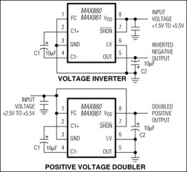 50mA, Frequency-Selectable, Switched-Capacitor Voltage Converters