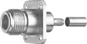 N flange socket 50 Ω, RG-213/U, crimp/crimp, straight, 100024009