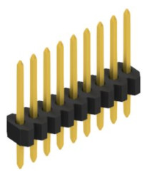 Pin header, 9 pole, pitch 1.27 mm, straight, black, 10060389