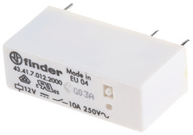 Przekaźnik mocy 12V dc SPDT Finder 250mW, montaż PCB 580Ω Otwór przezierny