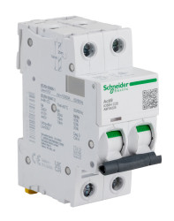 Wyłącznik nadprądowy MCB, Typ C, 2-biegunowy, 25A, 440V, 100 → 133V, na szynę DIN, Schneider Electric, iC60H