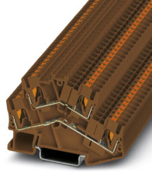 Double level terminal, push-in connection, 0.14-4.0 mm², 4 pole, 22 A, 6 kV, brown, 1037088