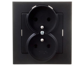 SONATA Gniazdo podwójne z/u czarny metalik GP-2RZ/33