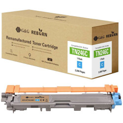 G&G 21196 Toner Replaces Brother TN-246C Cyan 2200 Sides Reborn Remanufactured
