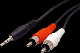 11094341 Audio Kabel, 3,5 mm Klinkenstecker auf 2x Cinch Stecker, 1,5 m