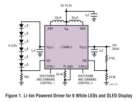 White LED Driver and Boost Converter in 3mm x 3mm DFN Package