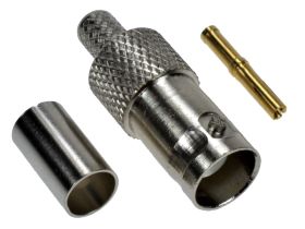 Gniazdo; BNC; GZBNC; na przewód; RG58 50 Ohm; zaciskany; proste; biały; srebrny; Vitalco; RoHS