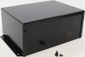 Aluminum enclosure, (L x W x H) 203 x 152 x 89 mm, black (RAL 9005), IP32, 1411FBRBK