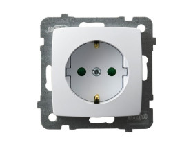 KARO Gniazdo pojedyncze z uziemieniem schuko z przesłonami IP-20 zaciski gwintowe biały GP-1SSP/m/00 OSPEL