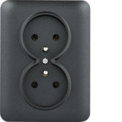 Lumina Gniazdo zasilające z uziemieniem podwójne kompletne 16A/250VAC czarne WL1223