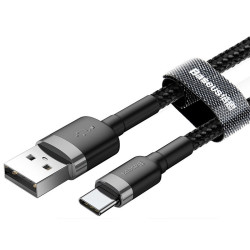 Kabel USB/USB-C 1m BASEUS 3A QC Gray+Black CATKLF-BG1