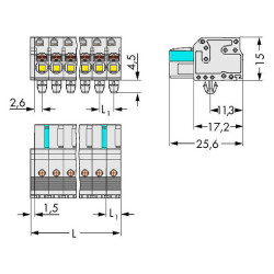 WAGO 2721-106/008-000 Female MCS-MIDI 6P 5mm Snap-in Feet Push Buttons