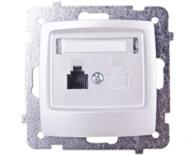 KARO Gniazdo telefoniczne pojedyncze RJ11 srebrny perłowy GPT-1S/m/43