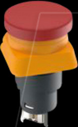 1.15.154.016/0301 LUMOTAST 25, emergency stop button, gold, header / socket