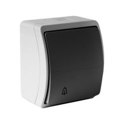 Przycisk dzwonkowy 10A pojedynczy natynkowy IP44 popiel/grafit 155-08-DRV