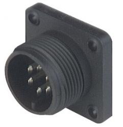 CM 02 E 14S-6P wtyk z flanszą (złącze męskie) do obudowy, 6 styków, przyłącze lutowane, Hirschmann, 932451100, CM02E14S-6P