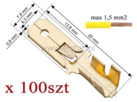 WT ( wsuwka) mosiądz 6,3; 1,5mm2 + zaczep ( 100)