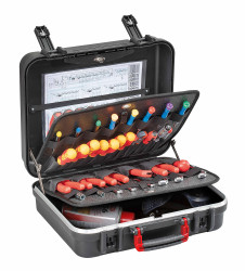 Walizka na narzędzia długość 430mm RS PRO Walizka narzędziowa 430 x 320 x 190mm 2-szufladowa kolor: Czarny