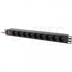Listwa zasilająca RACK 19" 1U 9 gniazd typ E z wyłącznikiem 3m LANBERG