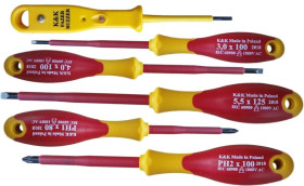 KK23GNPHF Zestaw wkrętaków izolowanych 1000V 5 szt. + FAZER Narzędzia dla elektryka Zestaw śrubokrętów izolowanych 1000V Komplet