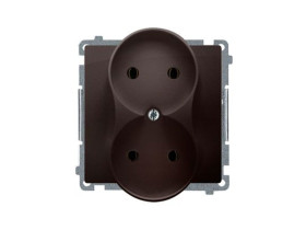 SIMON BASIC Gniazdo podwójne bez uziemienia (moduł) 16A 250V zaciski śrubowe czekoladowy BMG2M.01/47 KONTAKT SIMON