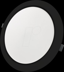 LX300151 LED recessed downlight, round, black, 12W, IP44, 1200lm, CCT