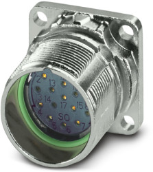 Surface mount socket, M23, 17 pole, crimp connection, standard/ONECLICK quick locking system, straight, 1629087