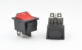 Przełącznik kołyskowy stabilny podświetlany ON-OFF, duży czerwony 230V