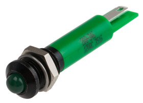 Lampka kontrolna do montażu panelowego 12V ac, zielona 8mm LED Końcówka lutownicza RS PRO