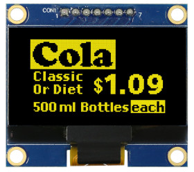 Wyświetlacz OLED 1.54cal Żółty macierz pasywna 128 x 64pikseli Midas COB SPI