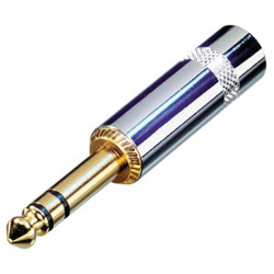 Rean NYS228C-5-CON 6.35mm Audio Jack Plug 3 Pin Stereo Silver Green