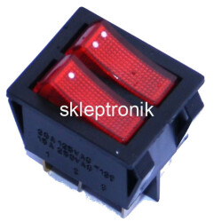 Przełącznik koł. ON/OFF 230V 2x15A czerwony