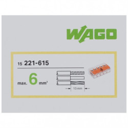 WAGO COMPACT 221-615 Szybkozłączka 5x 0,5-6,0mm2 uniwersalna (na drut / na linkę) 450V/41A ORYGINALNA 15szt.