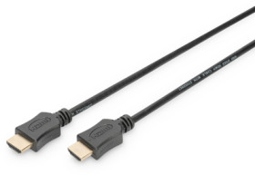 Connection cable, 3 m, black, HDMI plug type A, straight to HDMI plug type A, straight, AK-330114-030-S