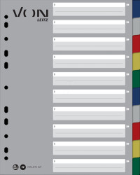 1227-00-00 Plastic dividers, A4 (1 - 10), multi-coloured